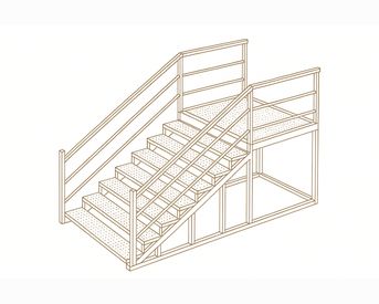 Изображение для товара Лестница металлическая (5 ступеней, рифленый лист, с площадкой)